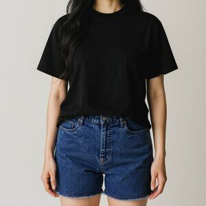 Haute Hippie Tribe Women's Denim Bermuda Shorts Size 14 Frayed Hem Stretchy Cott